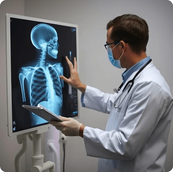 Doctor examining X-ray